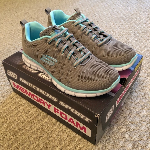 skechers memory foam blue